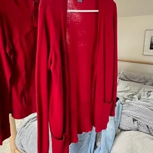 Cardigan red sweater. Laura Ashley. Soft/silky